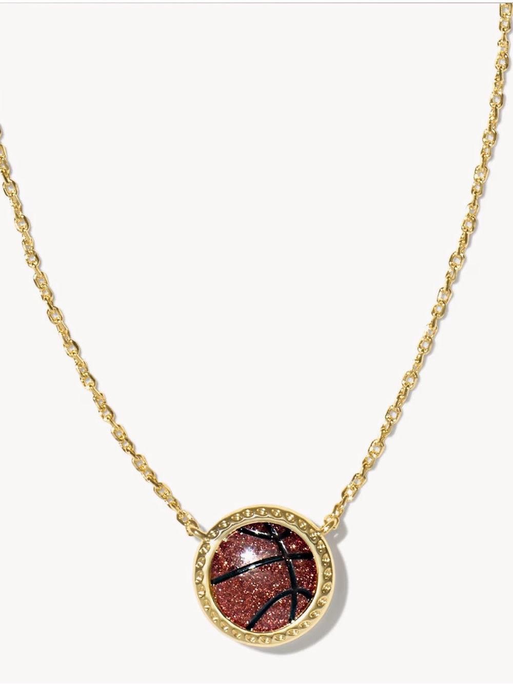 Kendra Scott Gold Basketball Pendant Necklace - Orange 2429 - Picture 3 of 3